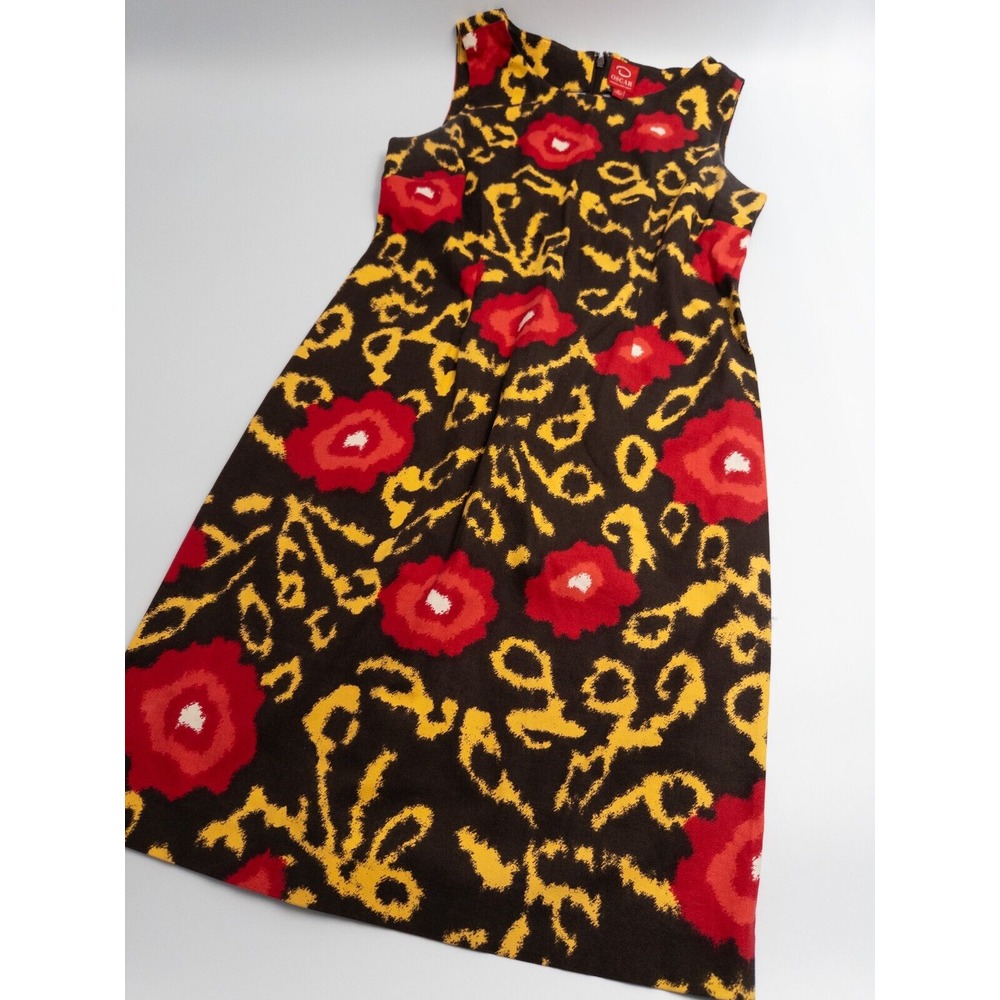 Oscar De La Renta Womens Floral Cotton Size 8 Sleeveless Long Midi A Line Dress