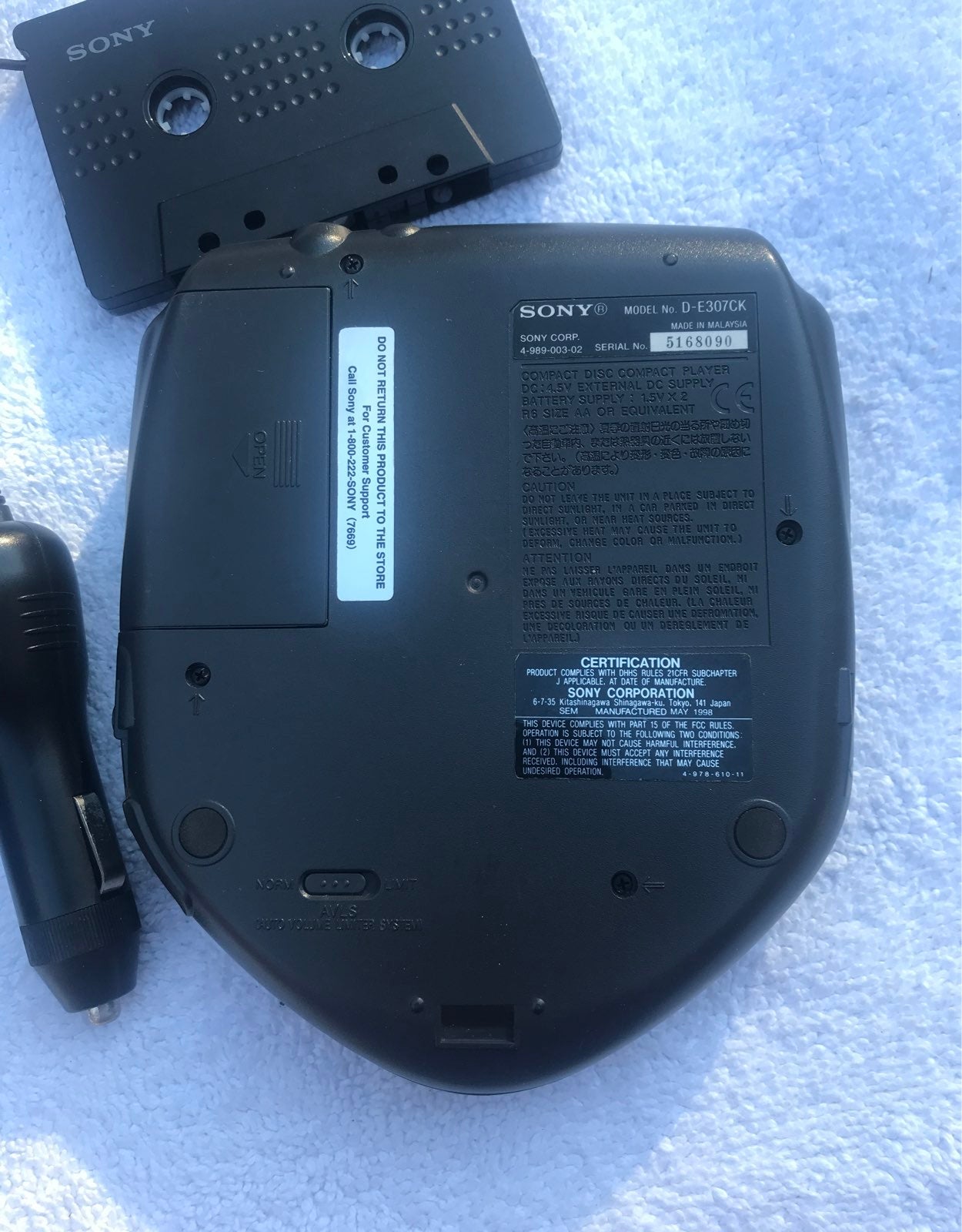 Sony Discman ESP CD Player with Car Pack and Headphones