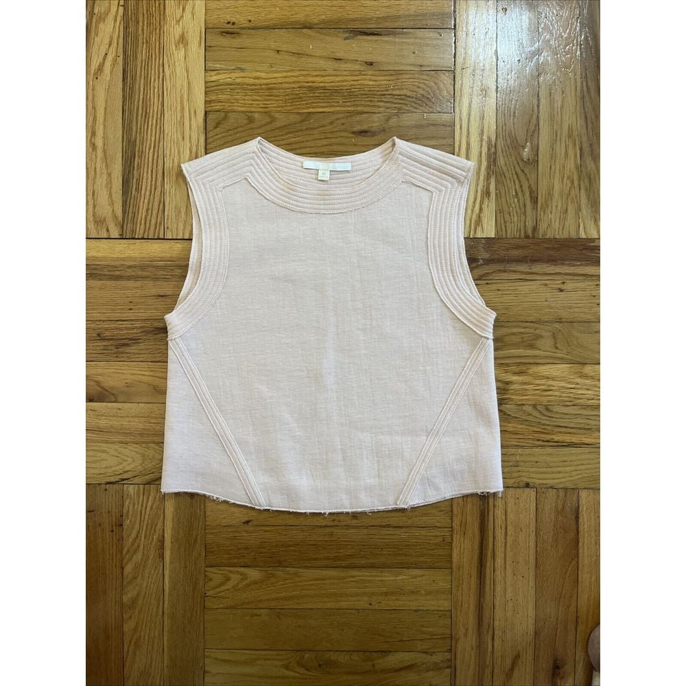 JONATHAN SIMKHAI Crop Top Light Pink Raw Hem Size XS
