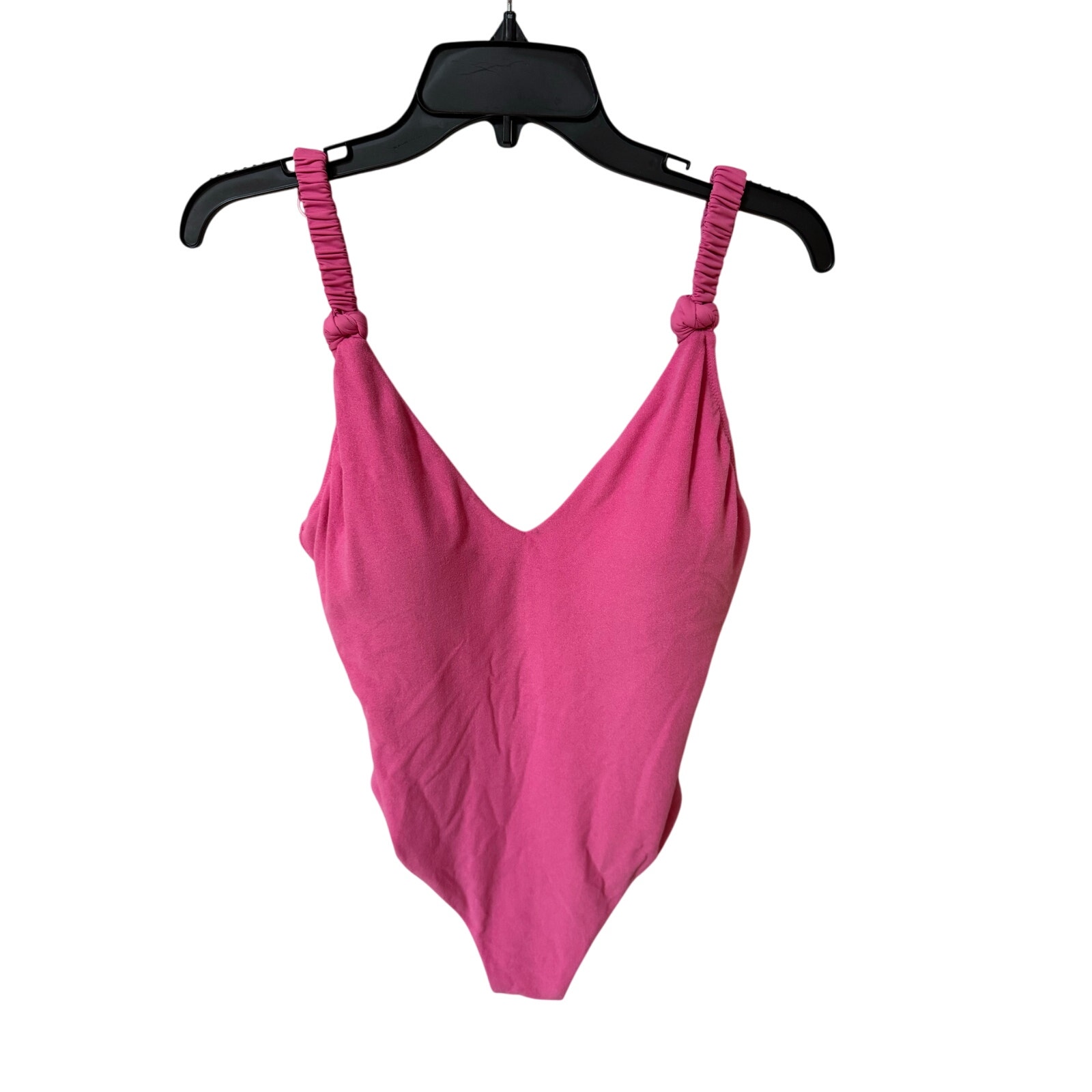 Sanctuary Womens One Piece Swimsuit Large Pink V- Neck Adj. Strap High Cut Leg