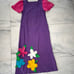 Vintage Maxi Dress Tree Tops Muumuu Pink Purple 3D Flower Short Sleeve Womens M