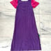 Vintage Maxi Dress Tree Tops Muumuu Pink Purple 3D Flower Short Sleeve Womens M