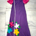 Vintage Maxi Dress Tree Tops Muumuu Pink Purple 3D Flower Short Sleeve Womens M