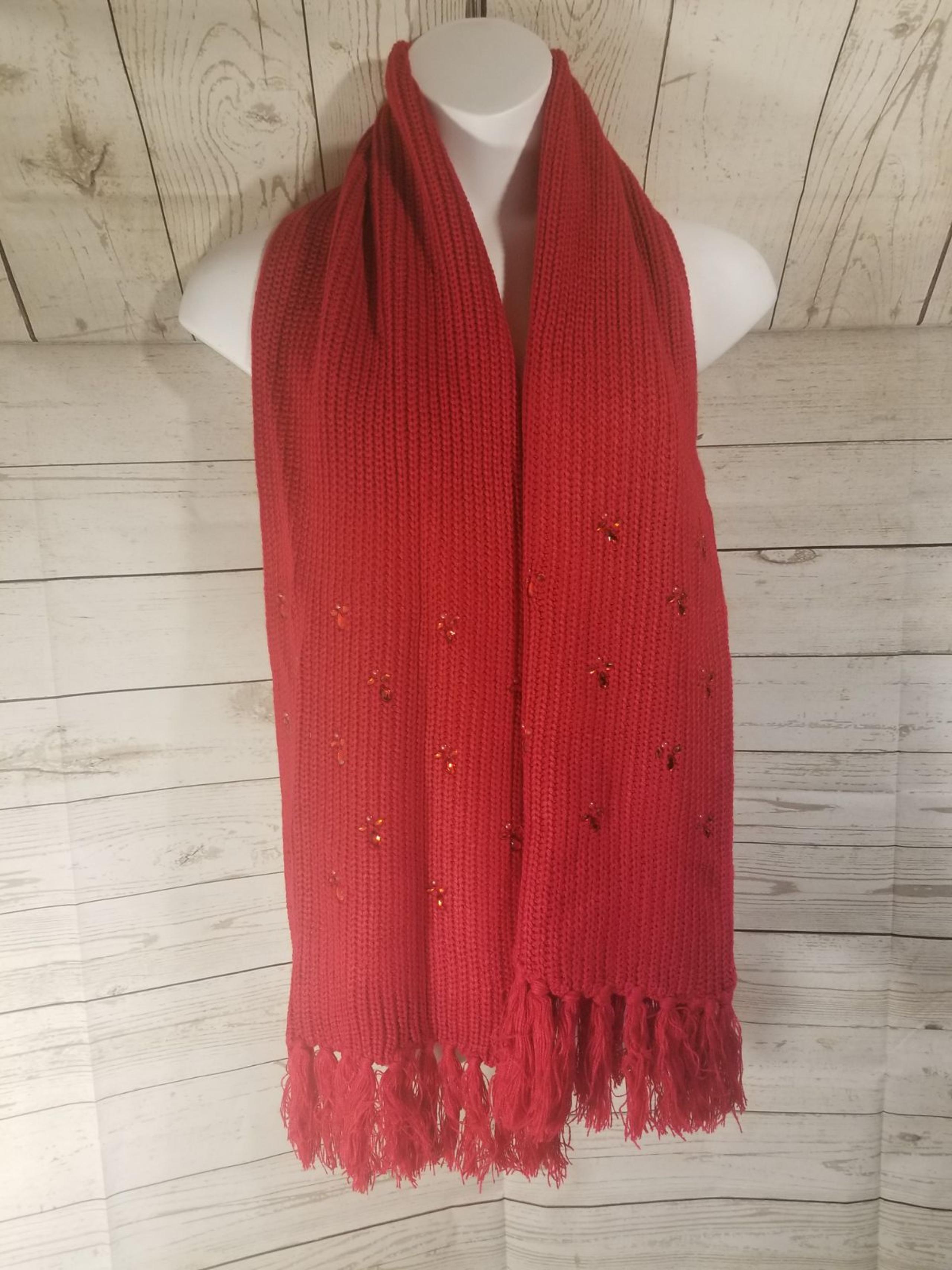 NWT New York & Co Red Embellished Scarf
