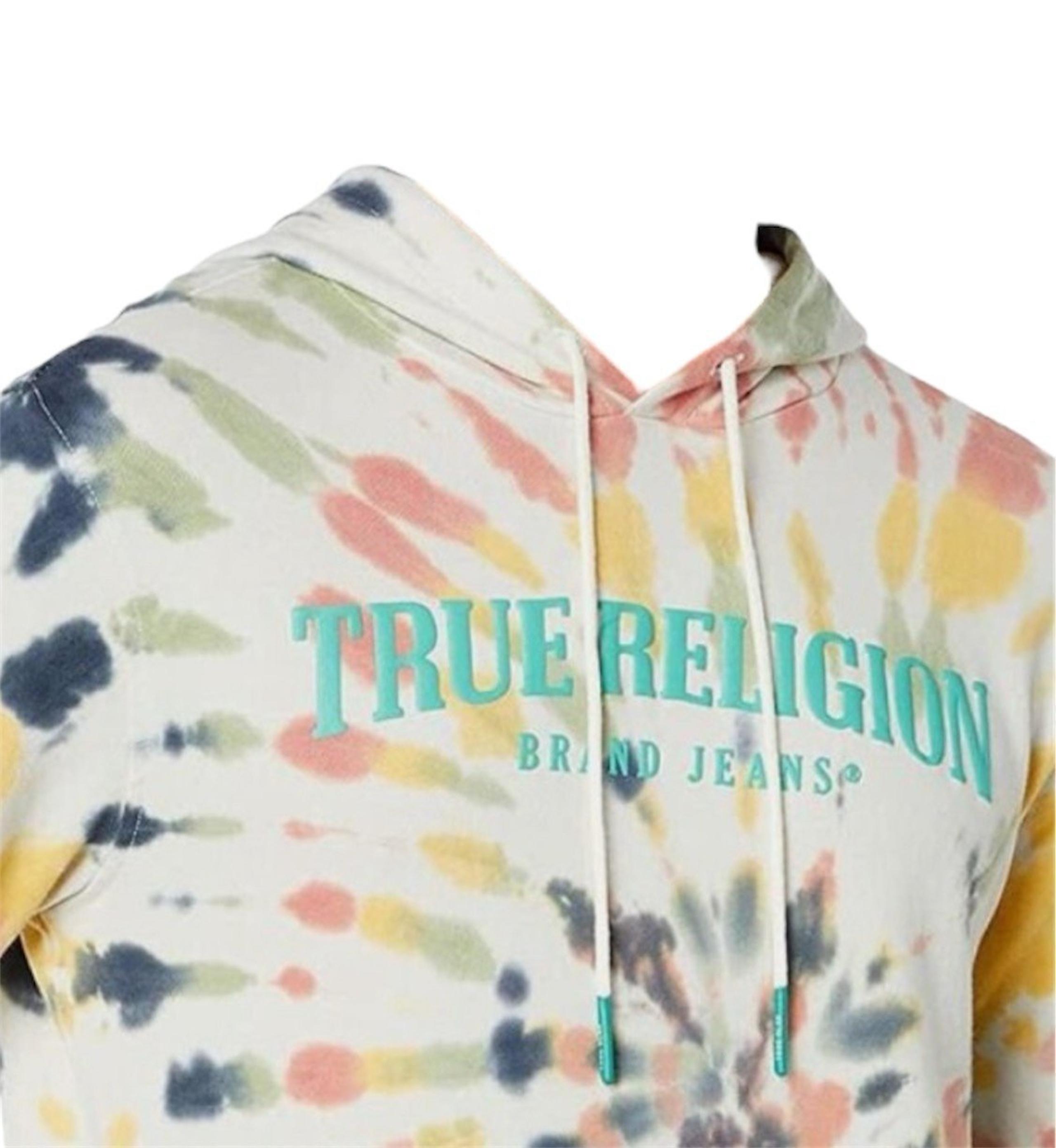 True Religion Men’s Pullover Sweatshirt Multi Tie Dye XL