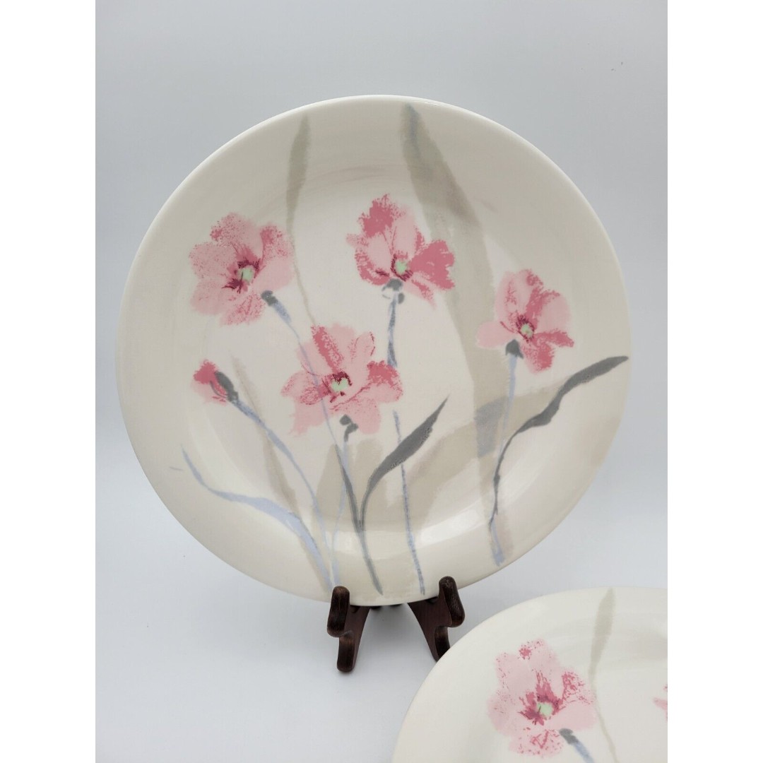 4 Vtg Mikasa Uptrend Something Pink Dinner Plates Pink