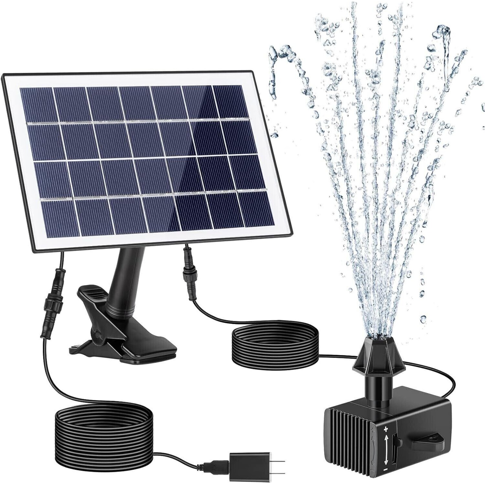 Mademax 3.5W Solar Fountain Pump Plug-in Solar Water Fountain 5 Nozzle & 32.8ft