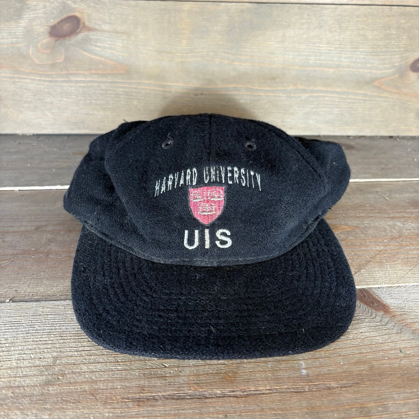 vintage harvard hat black wool baseball cap adjustable Pre owned. No box. I al