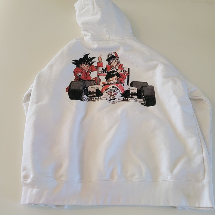 Dragon Ball Z F1 Marlboro Honda McLaren Goku White Hoodie Size 2XL High St