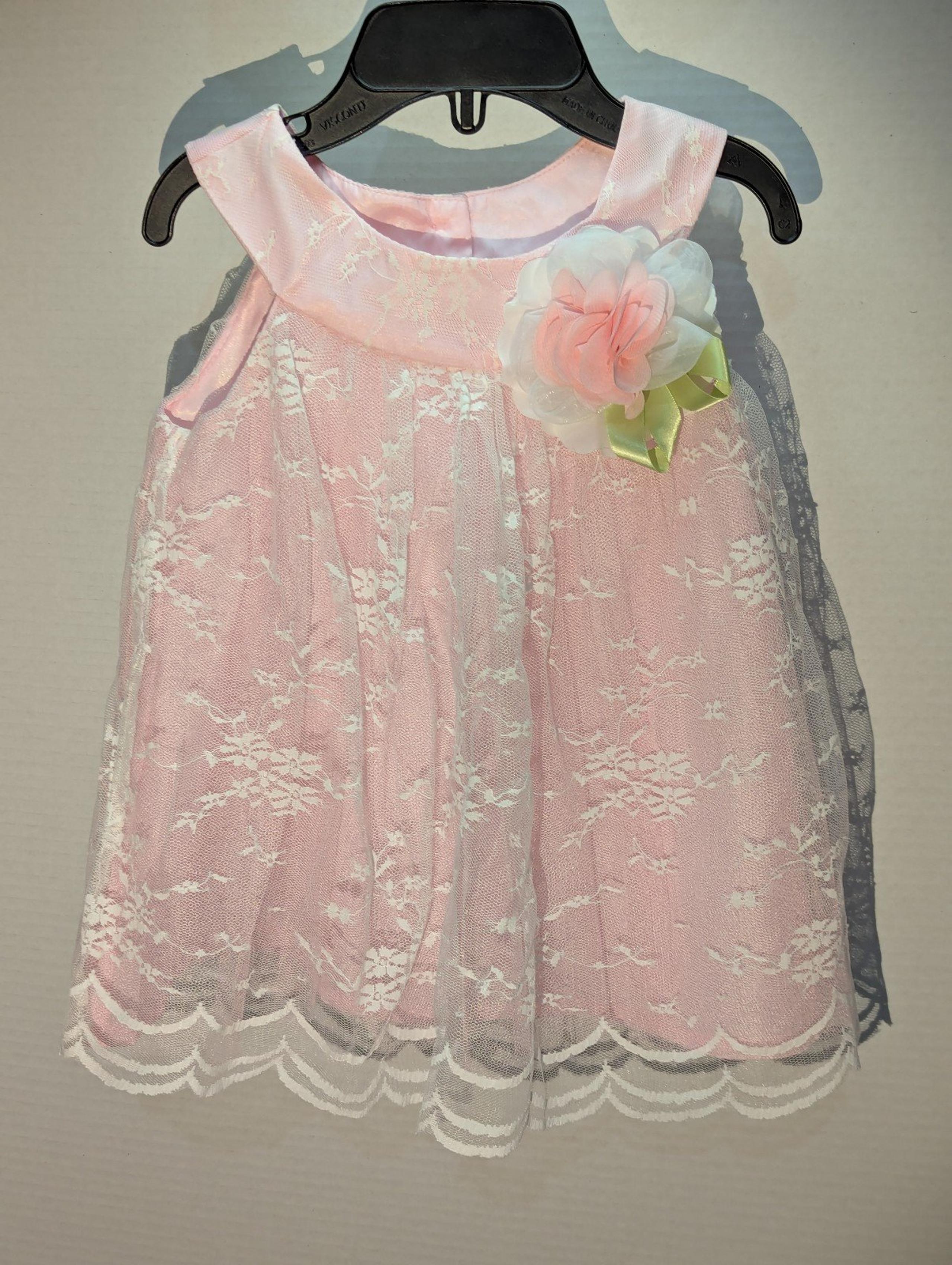Rare Editions | Infant Girls 12 Month Light Pink Lace & Floral Dress