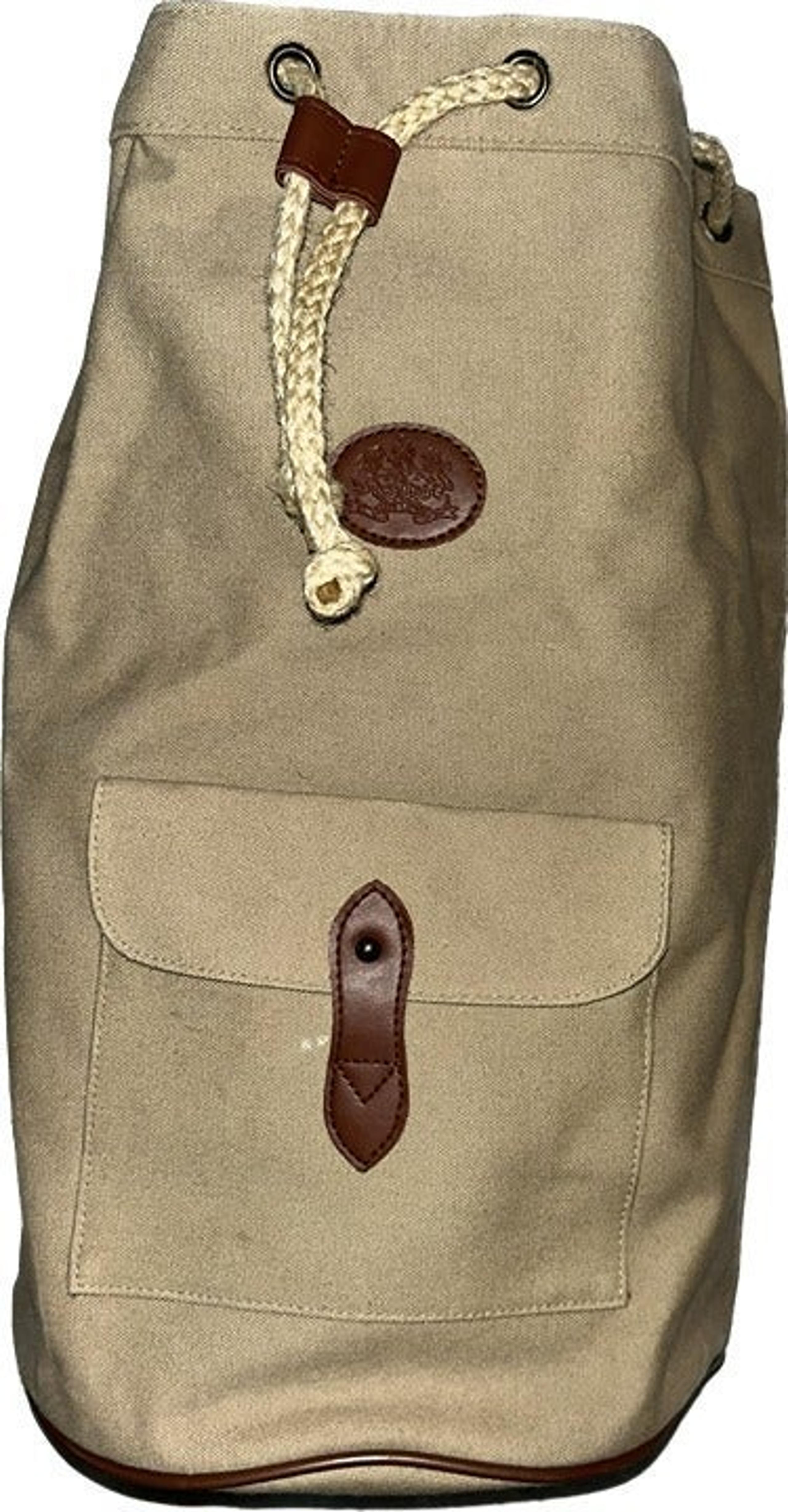 Ralph Lauren Men's Large Vintage Tan/Beige Canvas Bucket Sling Bag w/ Drawstring