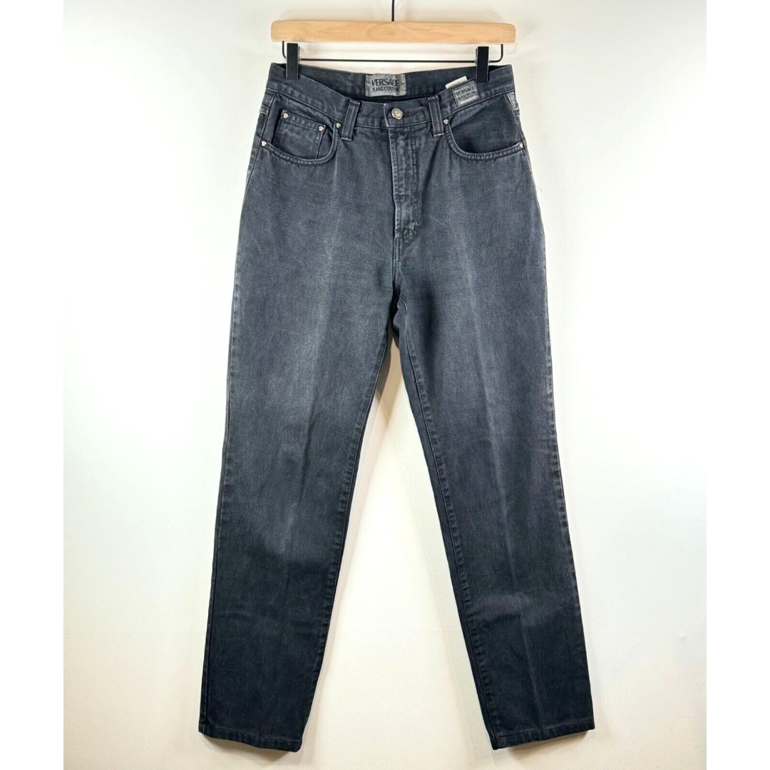 Versace Couture Ittierre Mens Jeans Gray Straight Medusa Dark Wash Denim 28x29