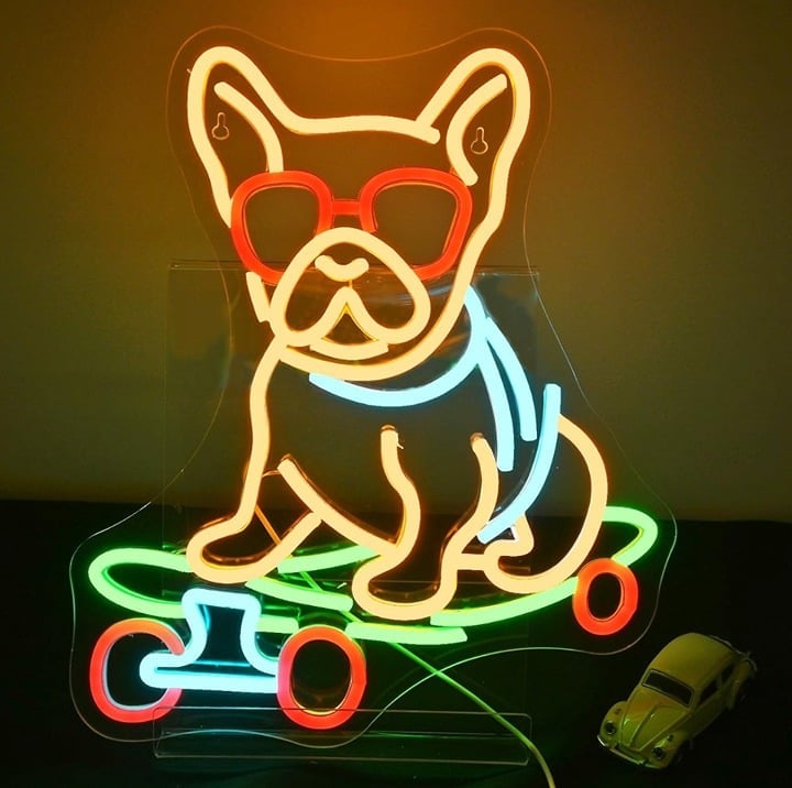 Fun Bright Colorful French Bulldog Puppy Frenchie Night Light Room Wall Decor