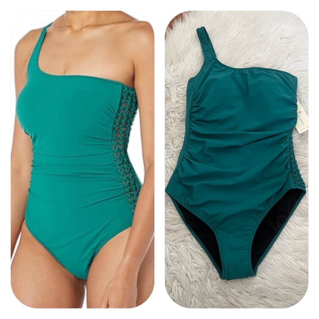 {Profile By Gottex} Lota One Shoulder One Piece Swimsuit in Emerald - Womens 10