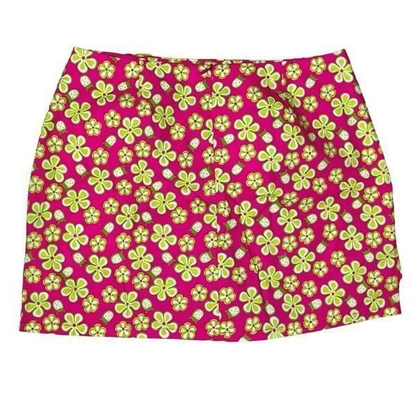 Lilly Pulitzer Vintage Dune Buggy Pink Lime Mini Skirt Skort sz 8 Barbiecore Neo