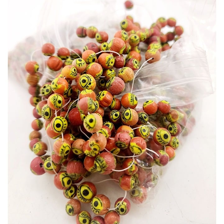 Vintage Orange Glass Eye 8mm Beads (A4316)