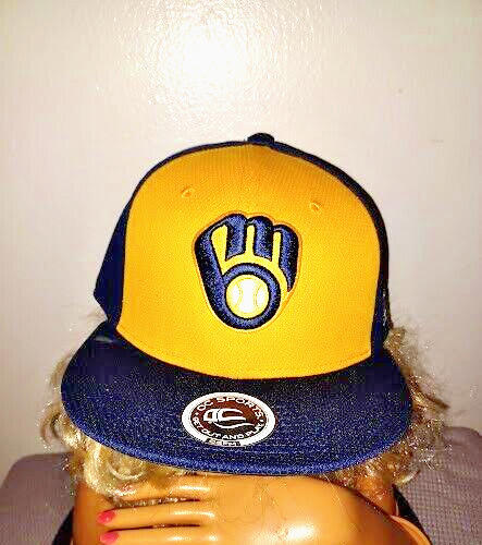 Milwaukee Brewers New Era Fitted Hat-Blue/Gold
