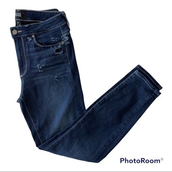 PAIGE Women's Hoxton Ankle Distressed Denim Jeans 28