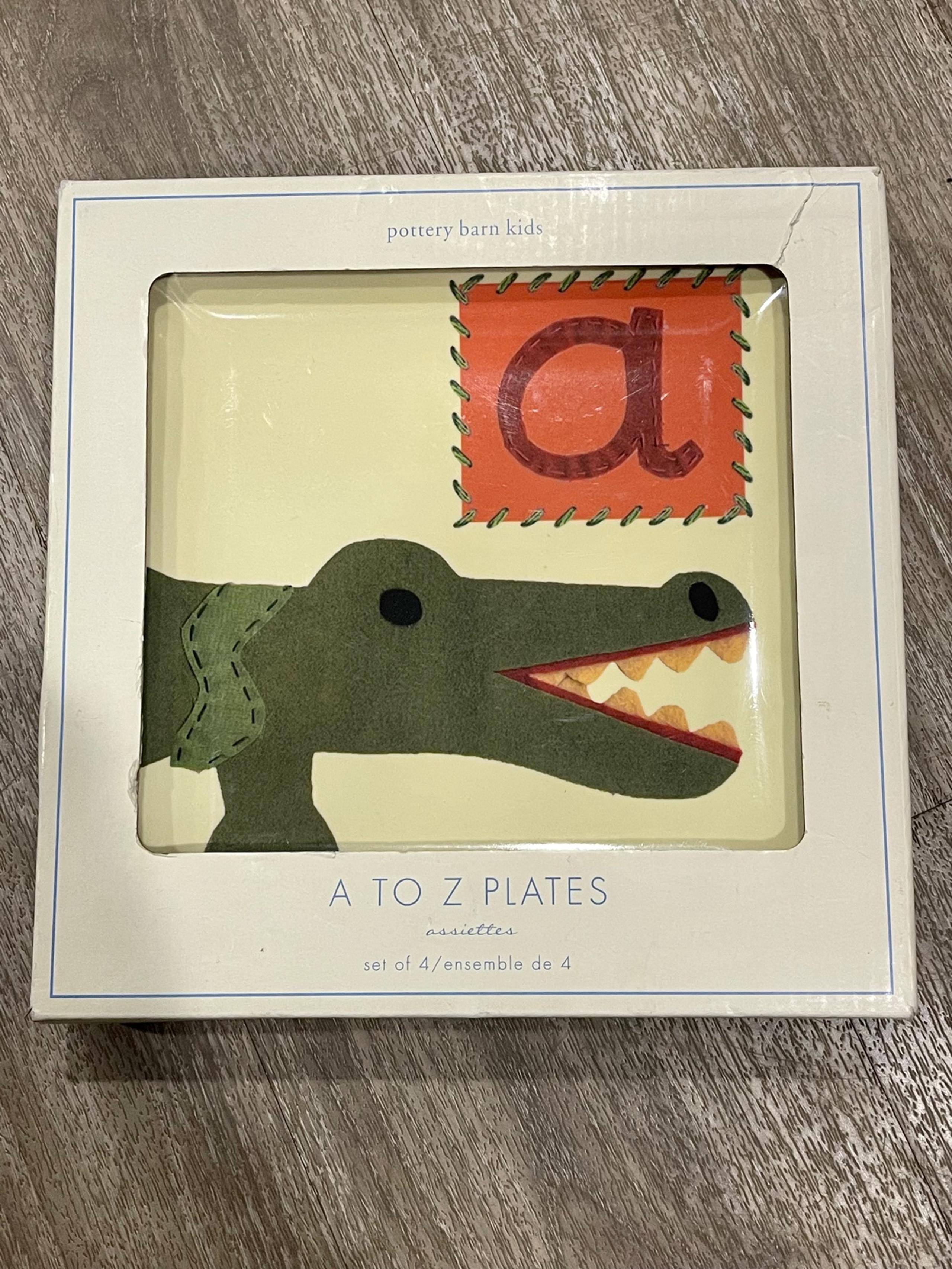 Pottery Barn Kids A to Z Melamine Plates NEW set of 4