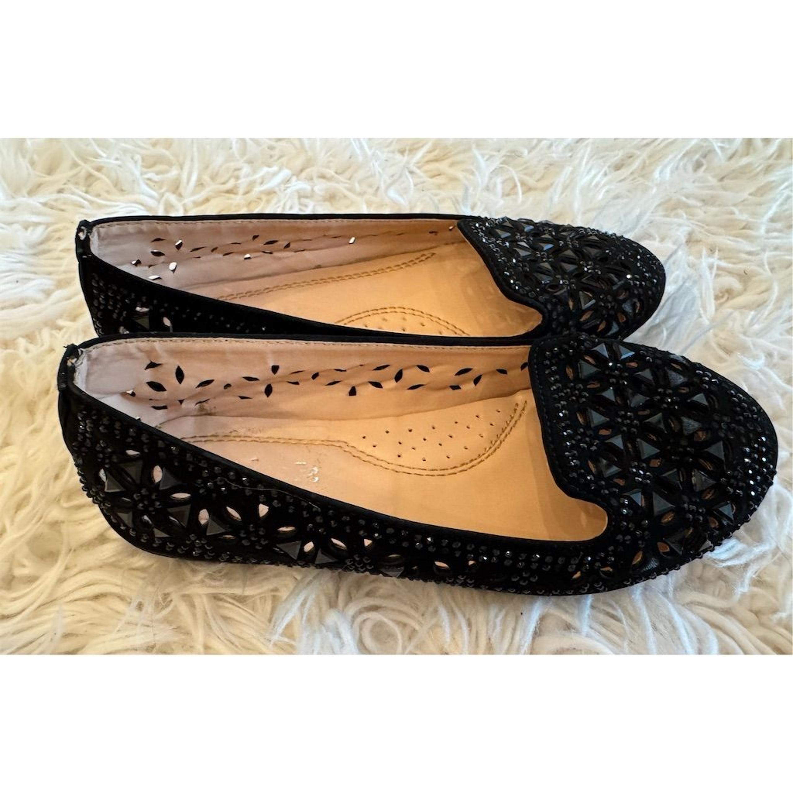 Link Girls Black Ballet Flats Size 13 Embellished Casual Shoes Balletcore Dress