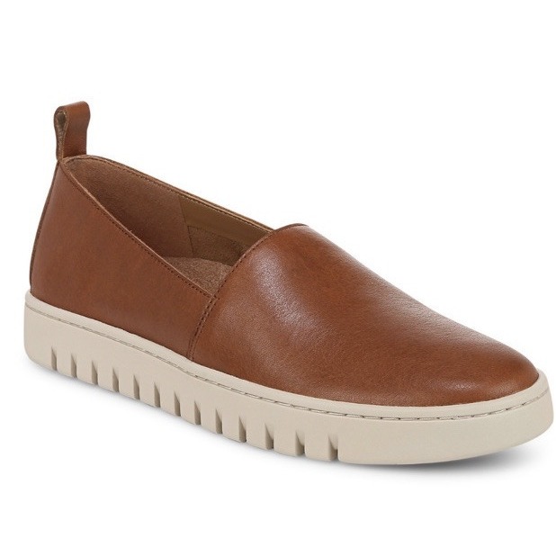 Vionic Uptown A-Line Womens 7.5 Tan Leather Shoe Arch Support Comfort New
