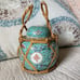 Vintage Chinese Famille Rose Teal Hand Painted Porcelain Ginger Jar w/Carrier