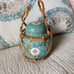 Vintage Chinese Famille Rose Teal Hand Painted Porcelain Ginger Jar w/Carrier