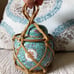 Vintage Chinese Famille Rose Teal Hand Painted Porcelain Ginger Jar w/Carrier