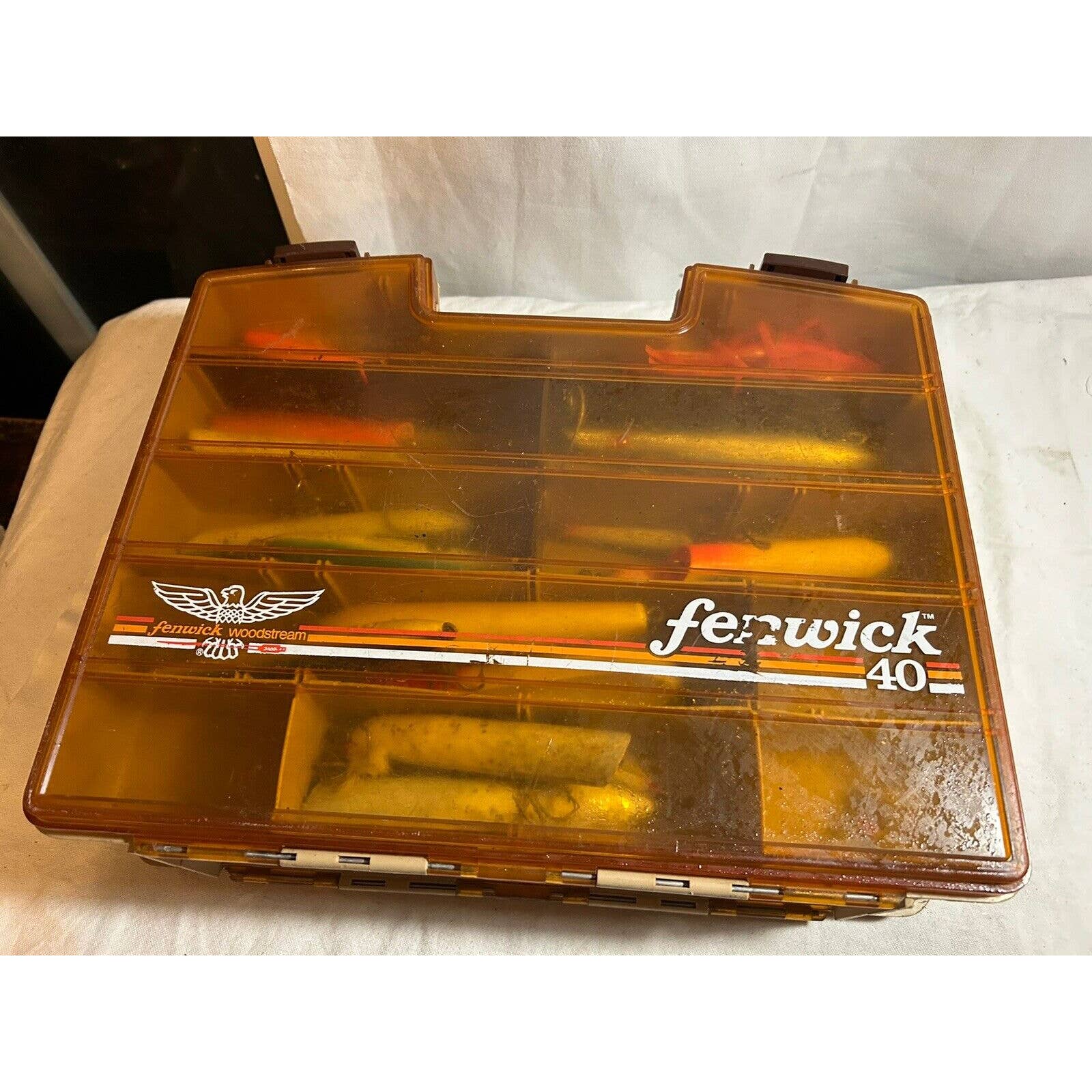 Vintage Finnish Wood stream 40 Tackle Box Filled With Vintage Fishing Lures