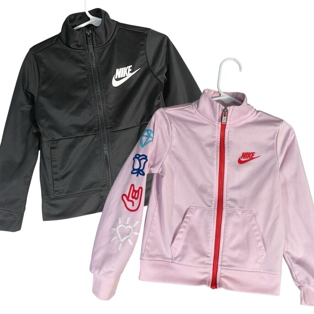 Nike Toddler Jacket Bundle Pink Graphic 4T & Black Logo Zip Track 3T Unisex
