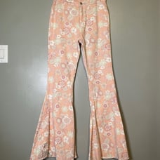 Altar’d state pink floral bell bottom jeans NWOT