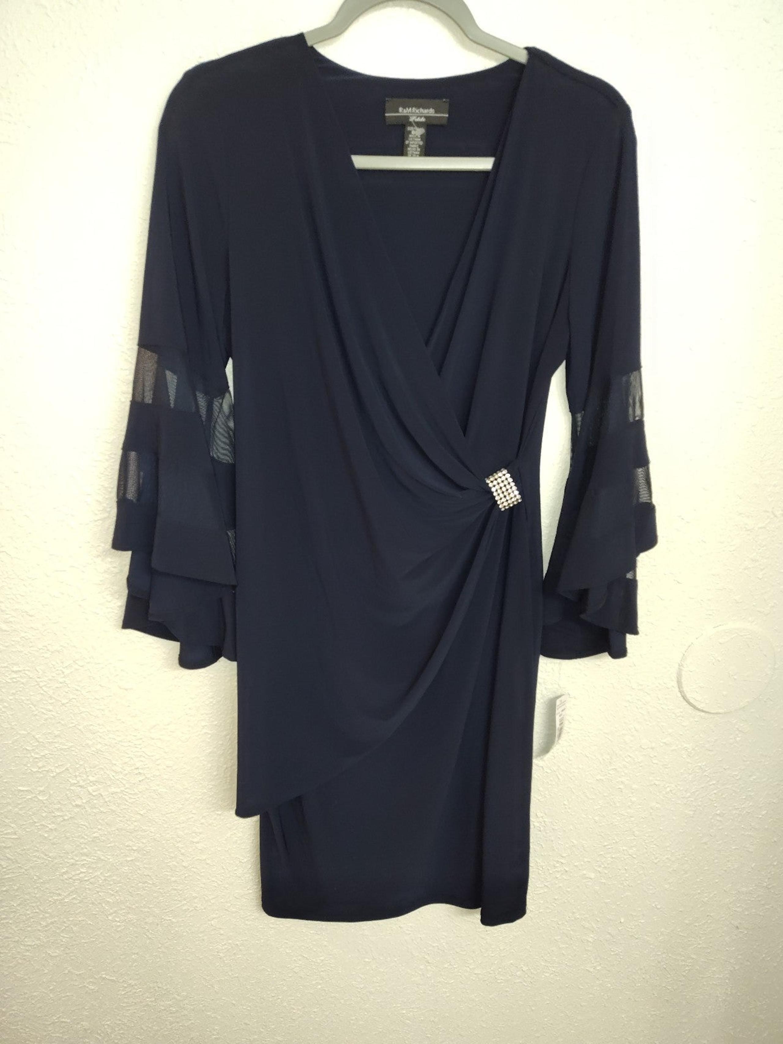 R&M Women Petite Navy Blue Dress