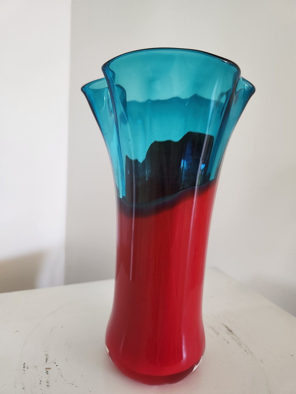 Unique hand blown glass vase with a modern flair