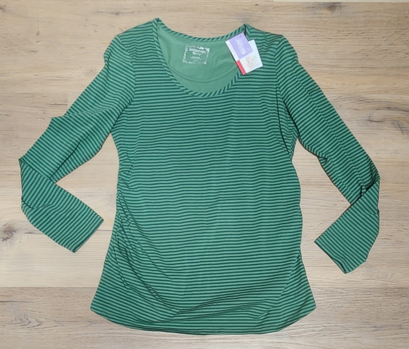 NWT Motherhood Maternity Nursing Wear Long Sleeve Green sz L (BIN C)