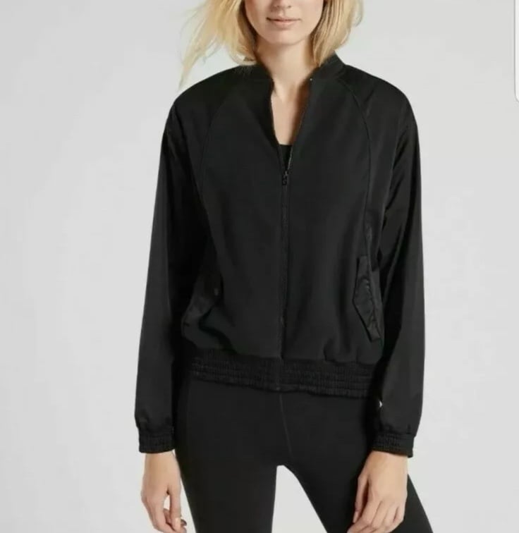 Athleta Zion Microfleece Full Zip Jacket Size M Black NWT