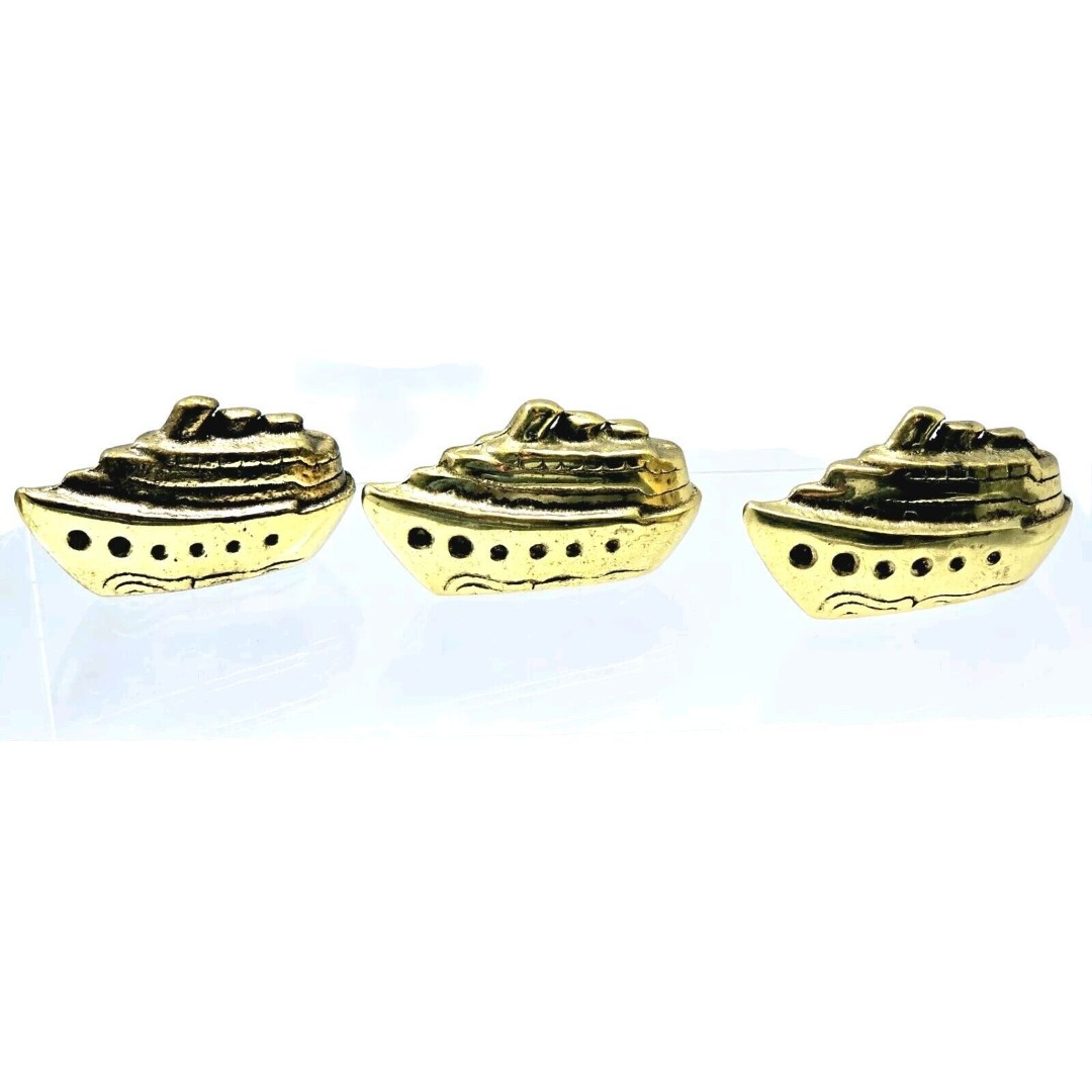 Brass MCM Cruise Ships Lot 3 Yacht Paperweights Decor 2 6 Nautical VTG EUC!