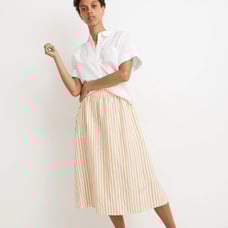 Madewell Striped Linen Blend Midi Skirt