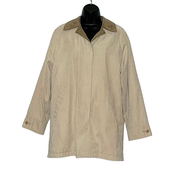 LONDON FOG Oversized Overcoat Raincoat Beige S Lined Pockets Winter Fall Career