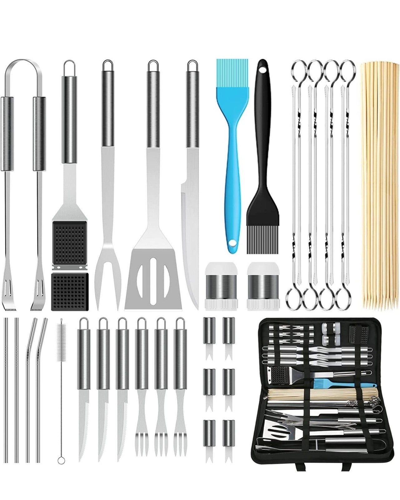 37Pcs Grill Accessories BBQ Grill Tools Set, Stainless Steel BBQ Grill Utensils