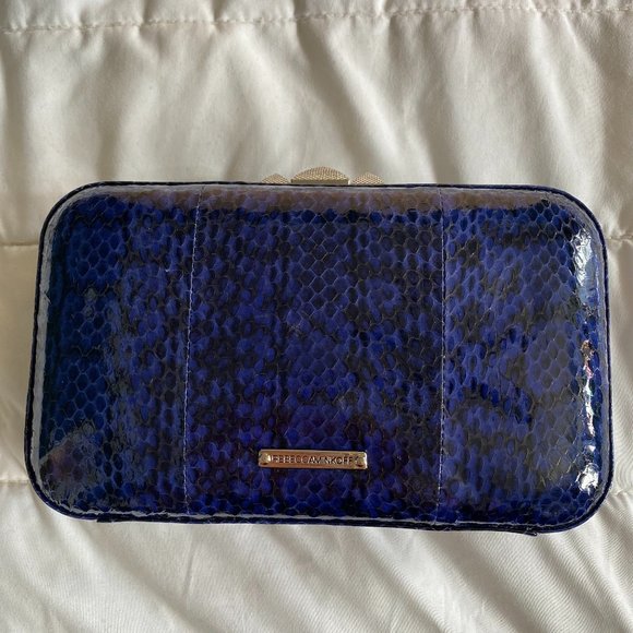 Rebecca Minkoff blue python leather clutch