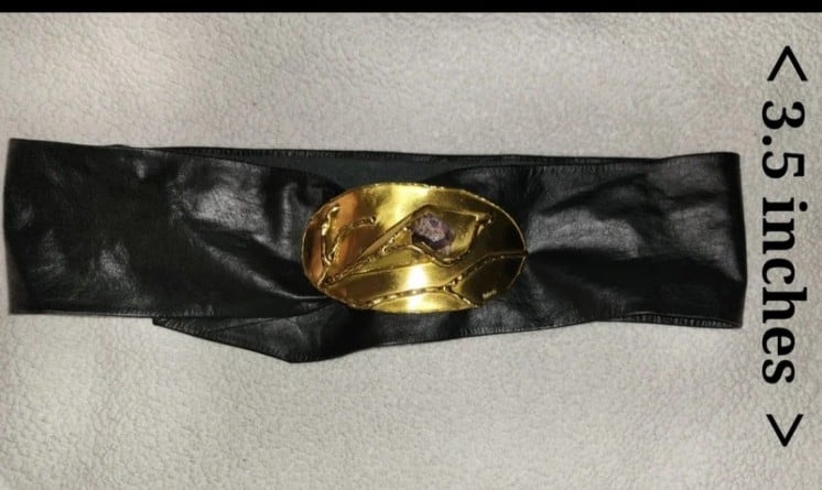 Vint/Mint (1sz) Soft Leather Belt +Brass Buckle w/Amethyst Quartz by:Dutra'200+