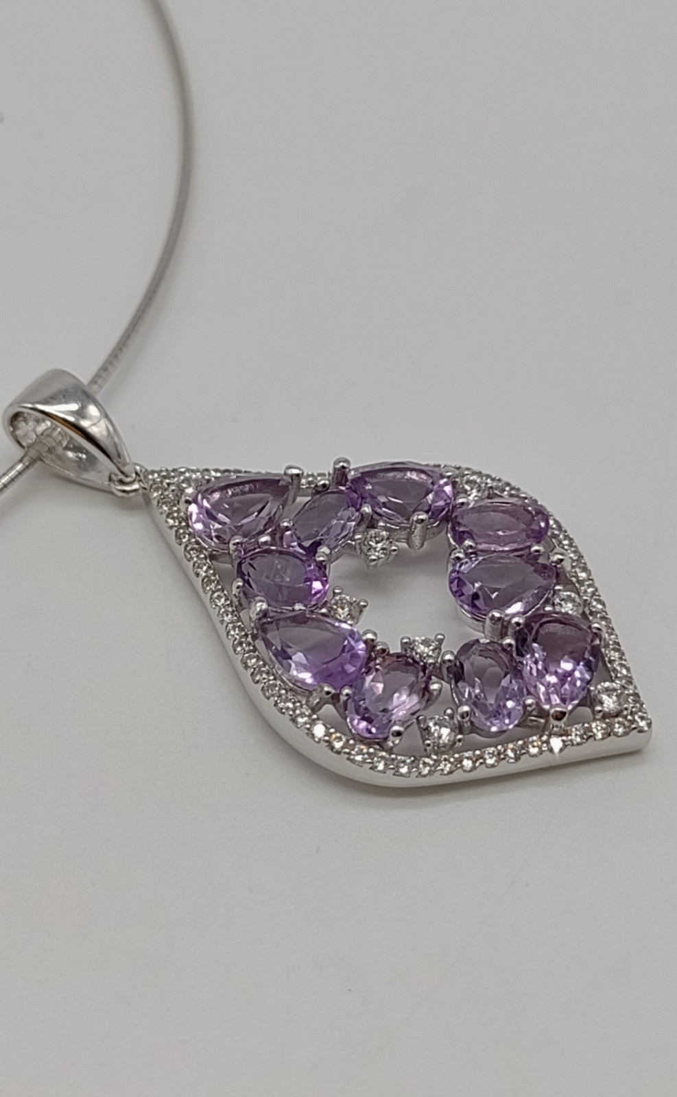 Sterling Silver Amethyst Cluster Pendant Necklace