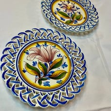 Vintage Signed Flower Plate Pottery Hand Painted F Soares Dos Reis Portugal READ