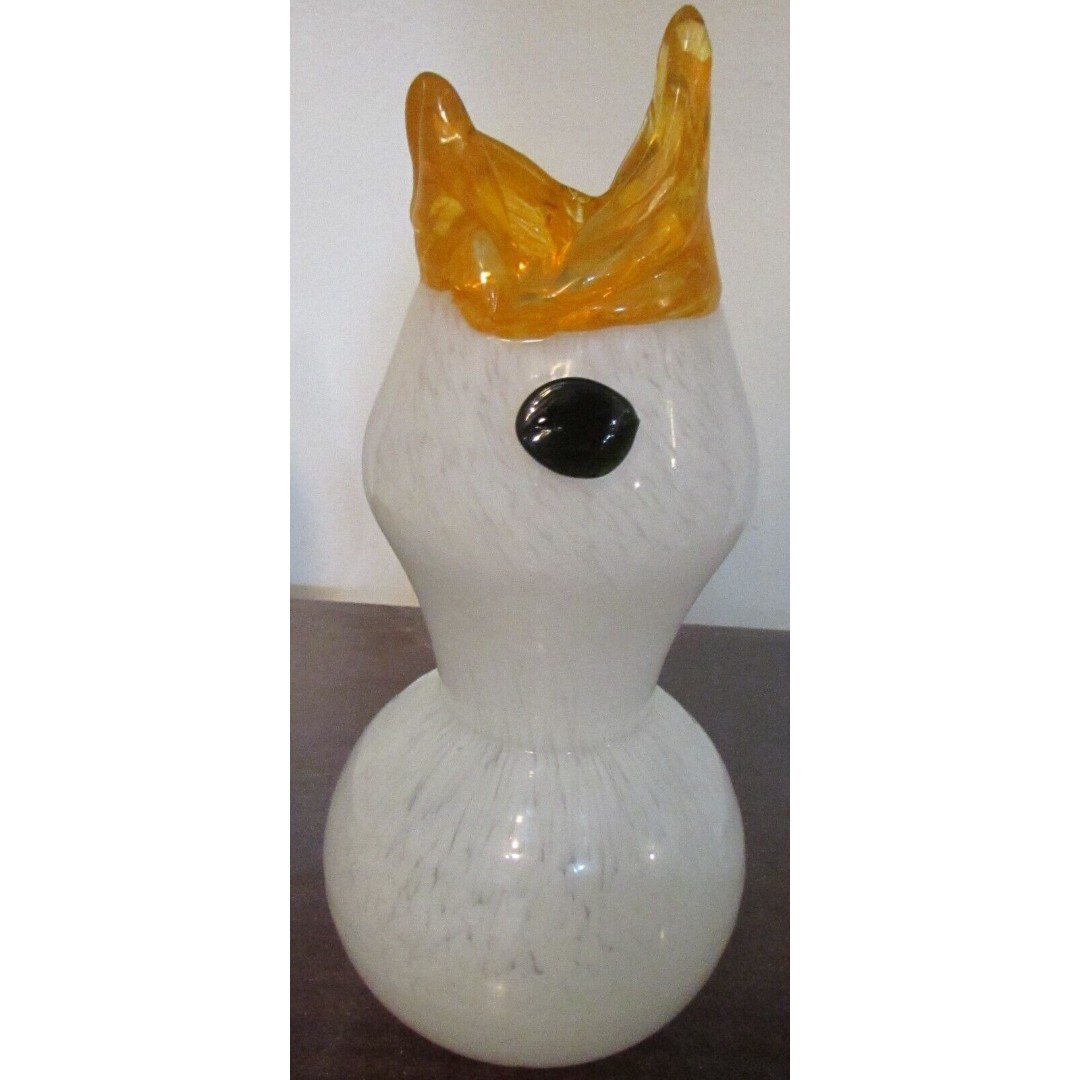 ART GLASS DUCK VASE WITH APPLIED BLACK EYES SPRING EASTER