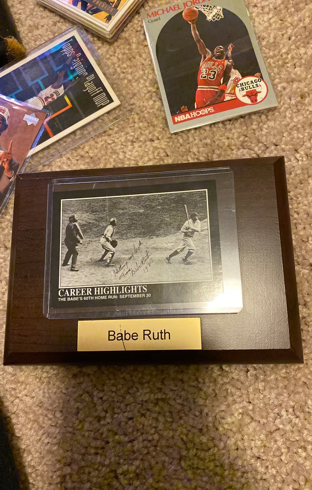 Babe Ruth 60th Homerun card in plaque