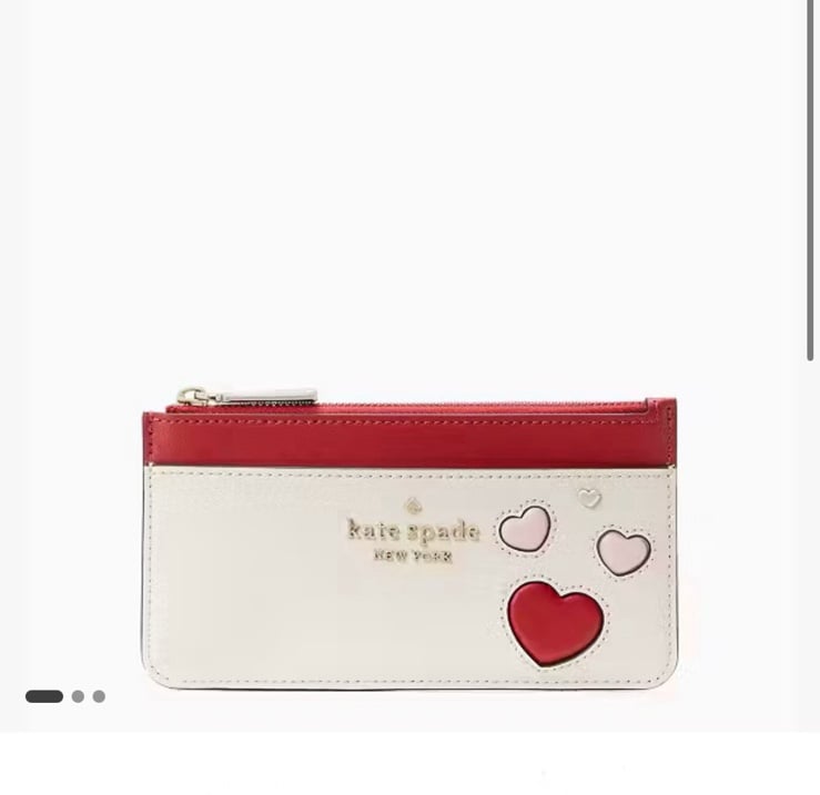 New Kate Spade parchment heart large slim card holder