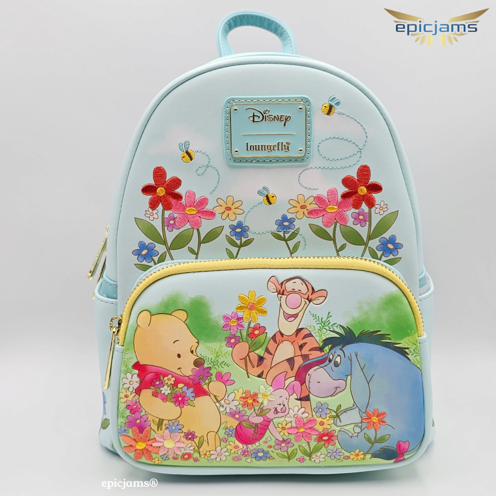 Loungefy Disney Winnie the Pooh Floral Pooh Bear & Friends Mini Backpack New