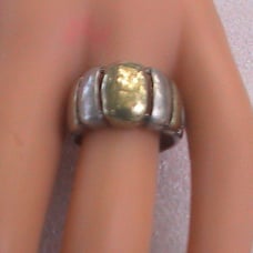 Yellow/Silver Dome Band Ring