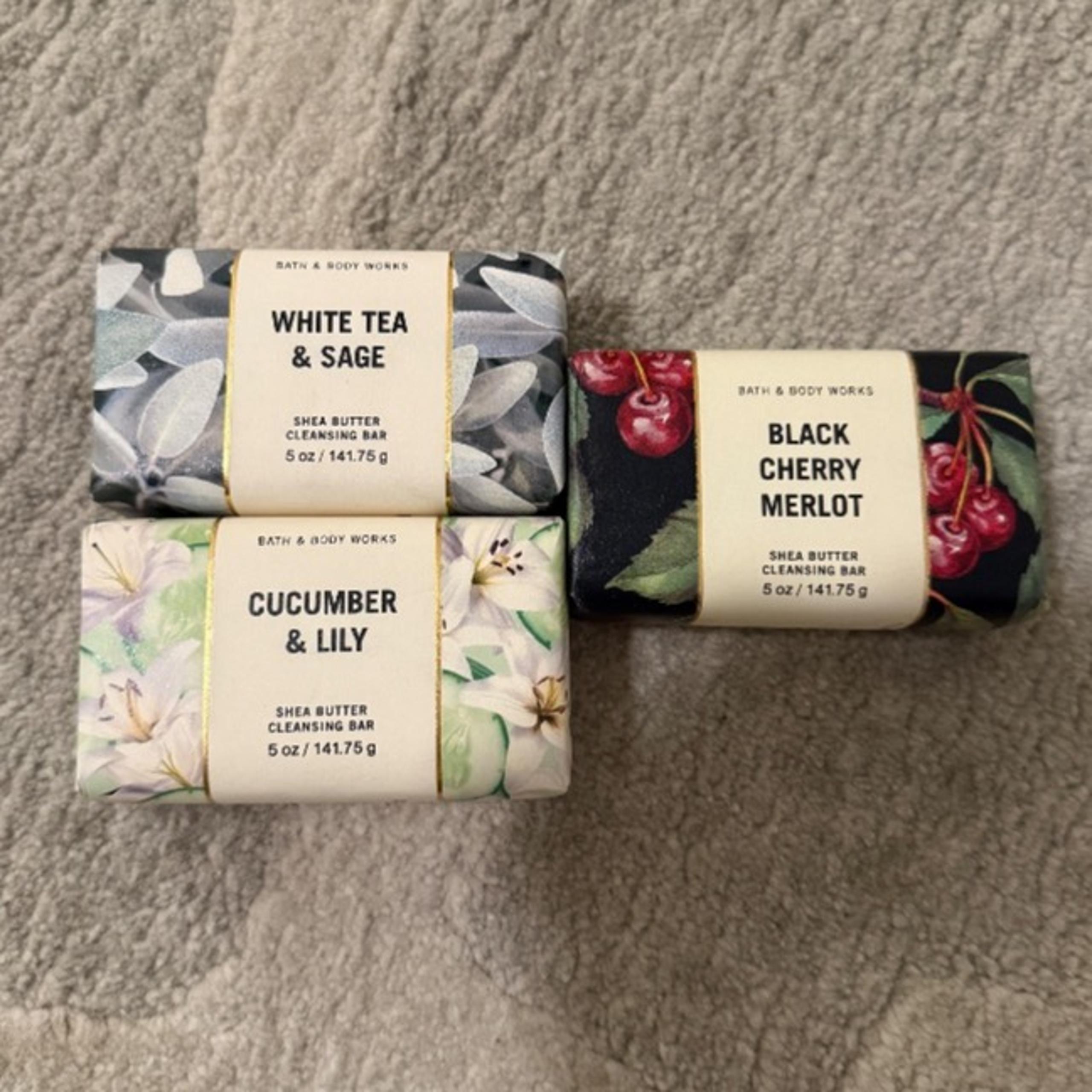 BBW Bar Soaps White Tea & Sage, Black Cherry Merlot, Cucumber & Lily B&BW