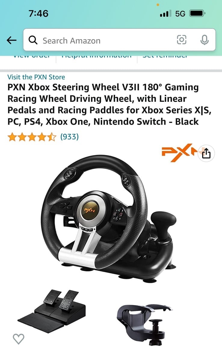 Pxn Racing Wheel Xbox One and Windows in Black